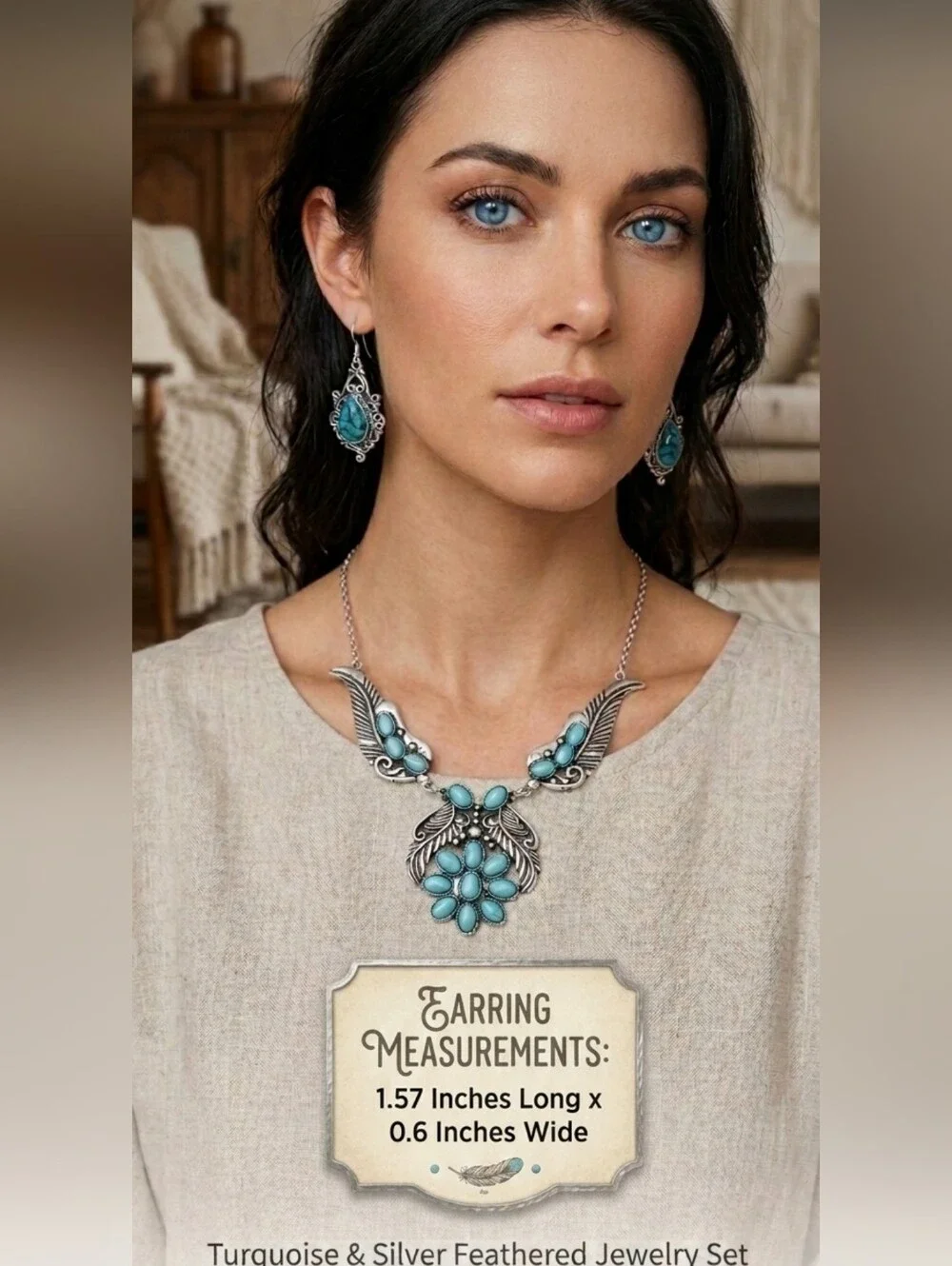 Silverplated Turquoise Necklace & Earrings Set
